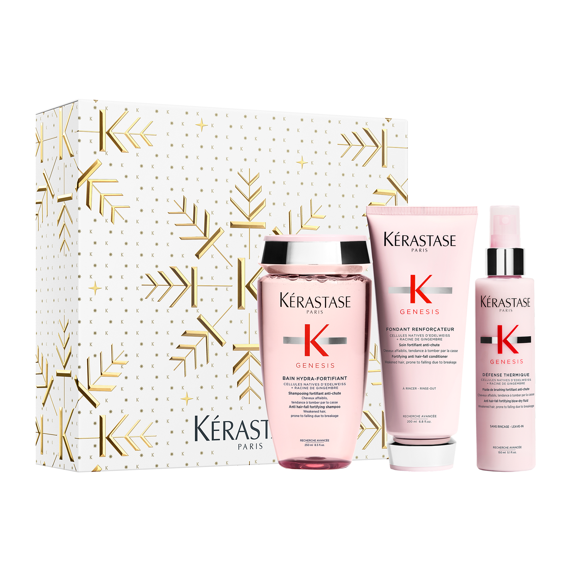 Kérastase Genesis Holiday Set (Bain Hydra-Fortifiant 250ml, Fondant Renforcateur 200ml, Défense Thermique 150ml)